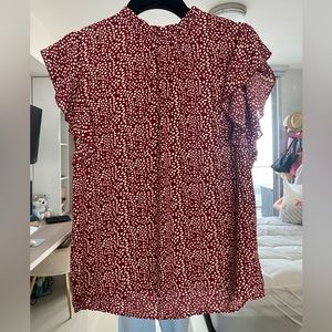 Red dotted ruffle sleeve top
